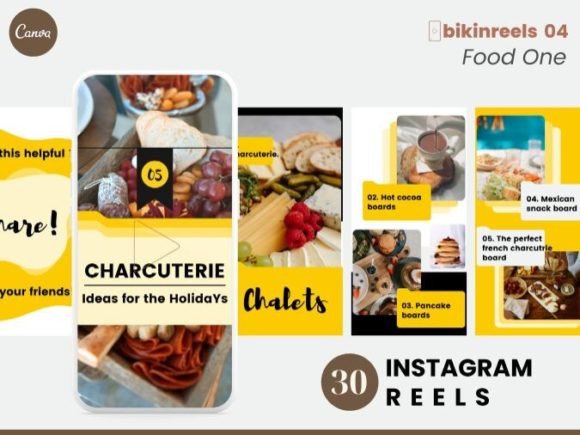 Preview of Food One Instagram Reels Canva Template food social media design template
