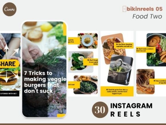 Preview of Food Two Instagram Reels Canva Template food social media design template