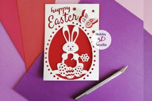 Happy Easter Card Template SVG Graphic by Hobby3DStudio · Creative Fabrica
