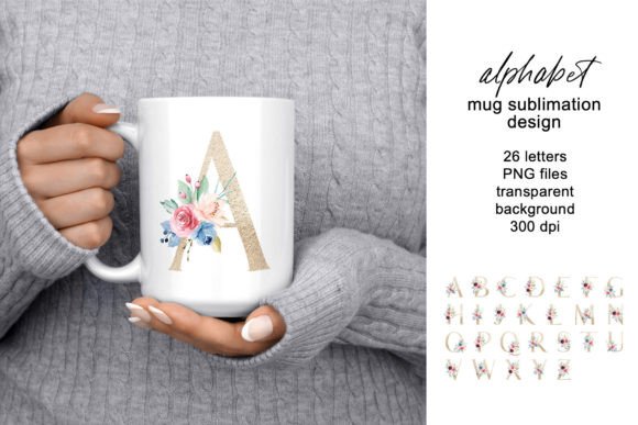 Mug Sublimation Design Letter Monogram Graphics