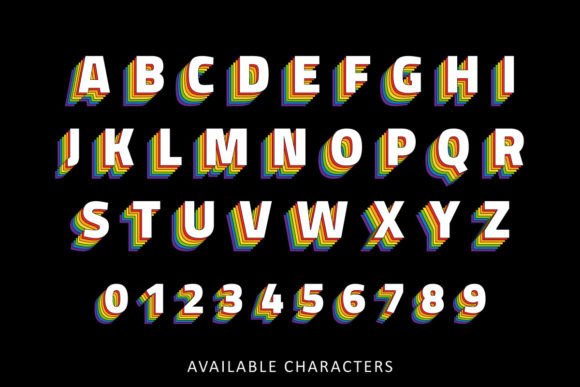 Rainbow Pride Month Font PNG with transparent background - Preview 2