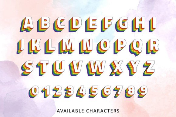Rainbow Pride Month Font PNG with transparent background - Preview 3