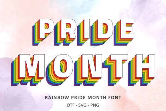 Rainbow Pride Month Font PNG with transparent background - Preview 1