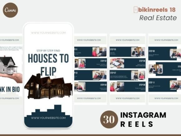 Preview of Real Estate Instagram Reels Canva Templa real estate social media template