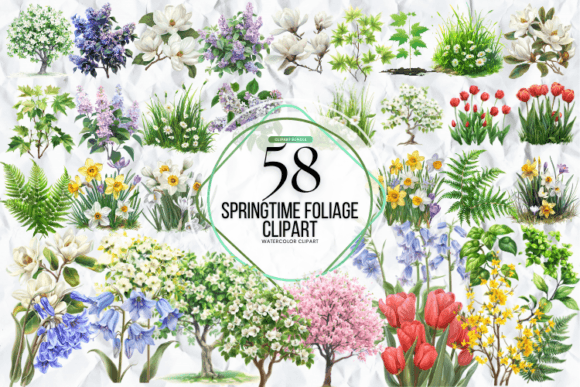 Springtime Foliage Clipart Graphic by Markicha Art · Creative Fabrica