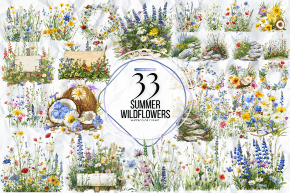 Summer Wildflowers Clipart Graphic by Markicha Art · Creative Fabrica