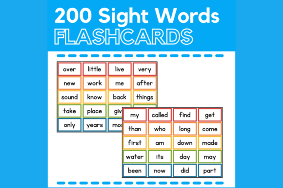 200 Sight Words Learning Flashcards for Early Reading
