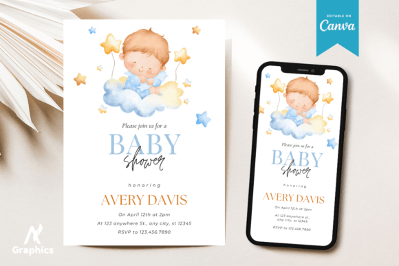Baby Shower Invitation Canva Template