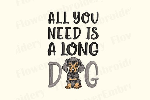 Daschund Dog Machine Embroidery