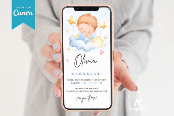 Digital Birthday Invitation Canva Temp