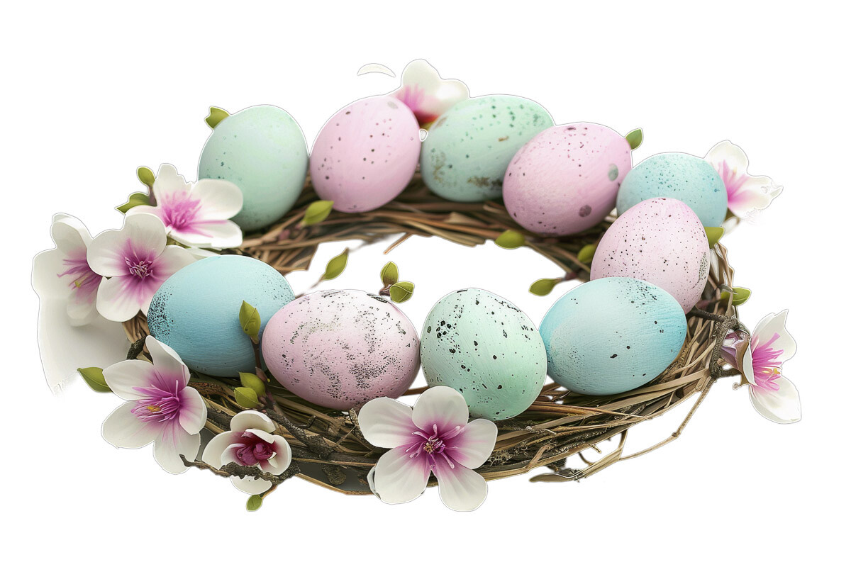 Easter Wreath of Eggs and Spring Flowers Graphic by VetalStock ...