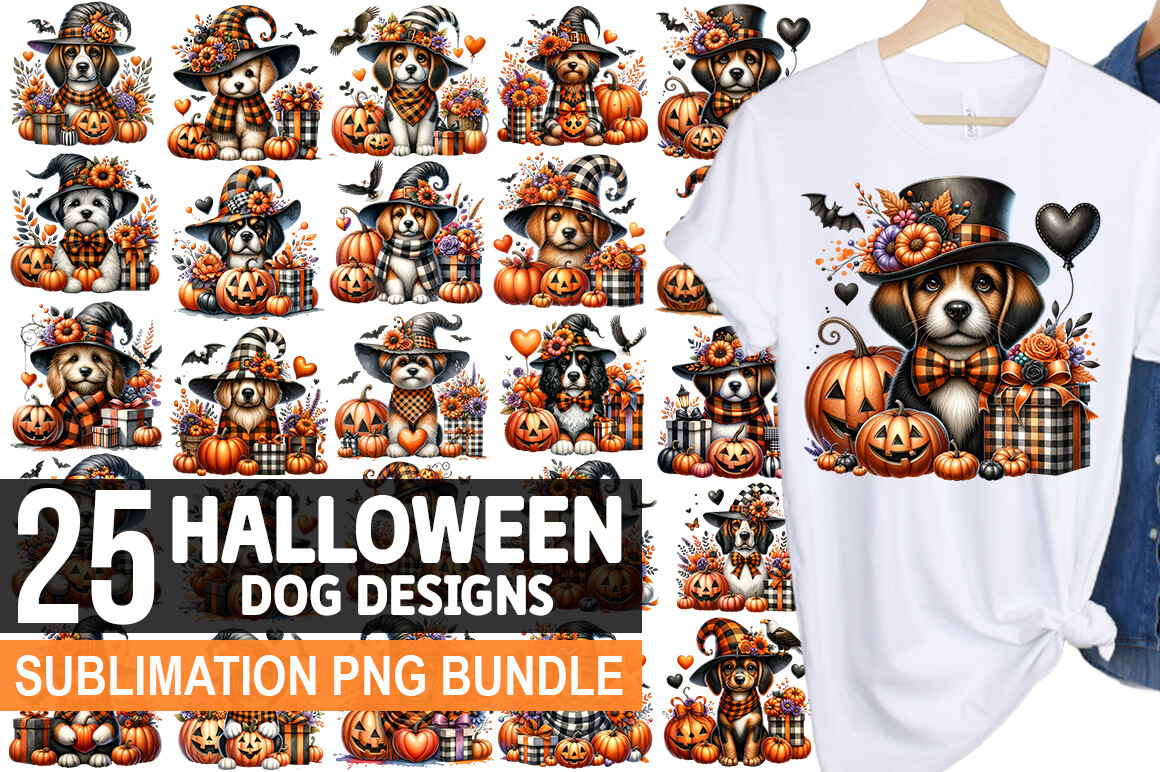 Halloween Dog Sublimation Clipart Bundle Graphic by fokira · Creative ...
