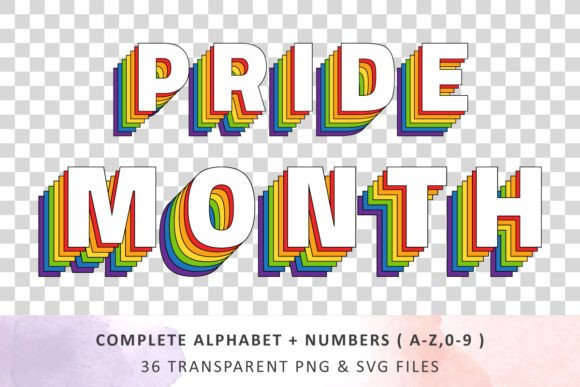 Rainbow Pride Month Font PNG with transparent background - Preview 5