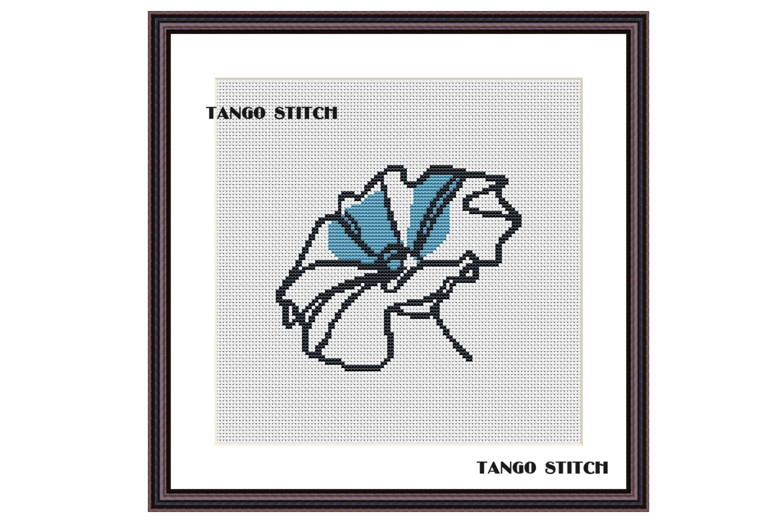 Blue Abstract Flower Cross Stitch Design