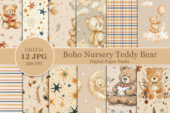 Boho Nursery Baby Shower Digital Paper