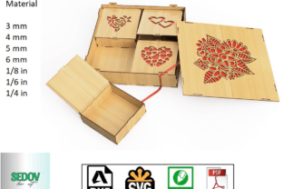 Laser Cut Set Boxes with Heart & Flower · Creative Fabrica