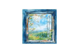 Spring Background Window View Spring Window View Background Graphic by pcudesigns · Creative Fabrica