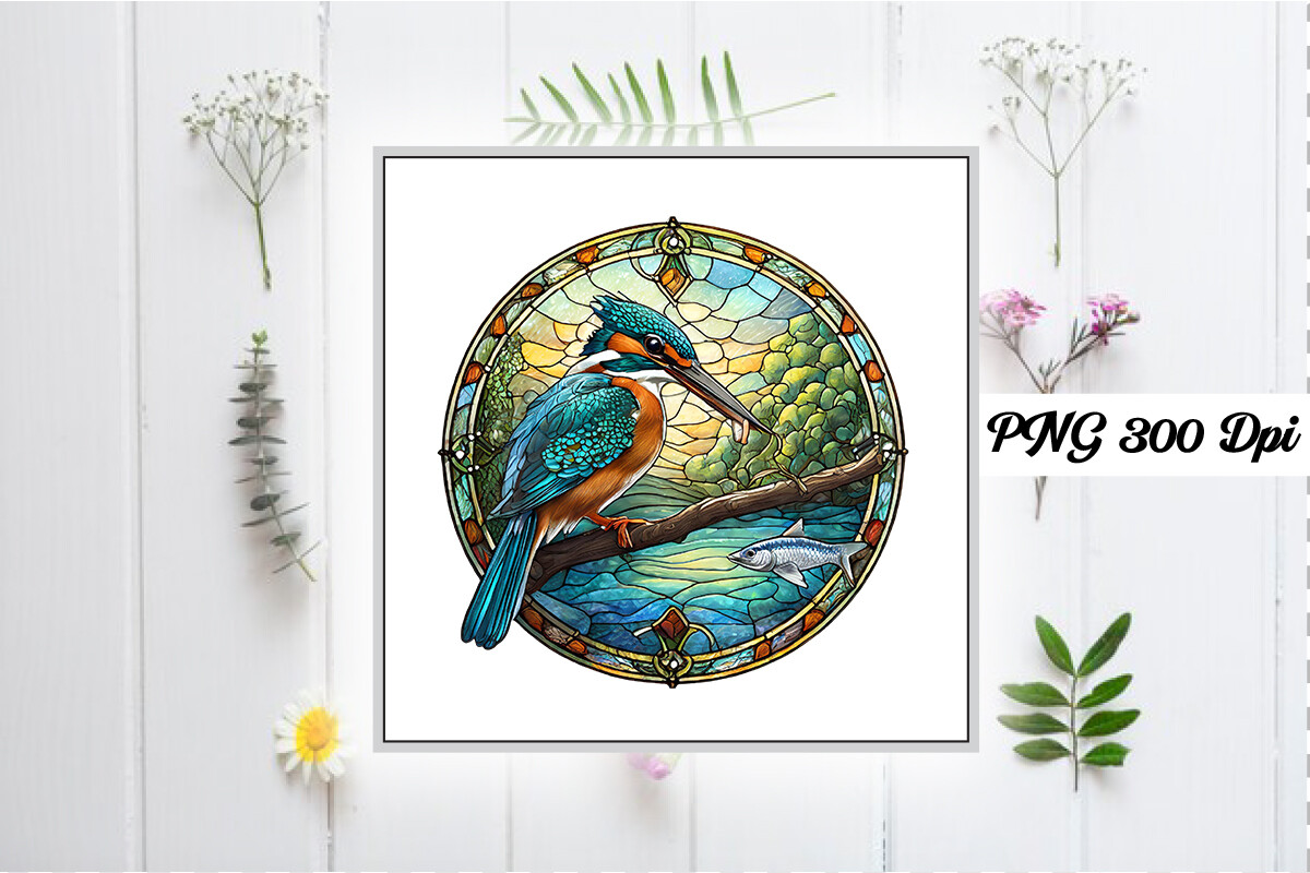 Stained Glass Kingfisher Wind Spinner