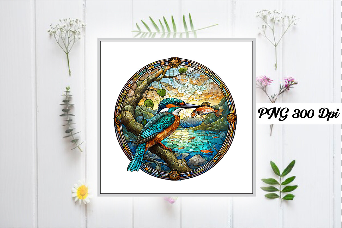 Stained Glass Kingfisher Wind Spinner