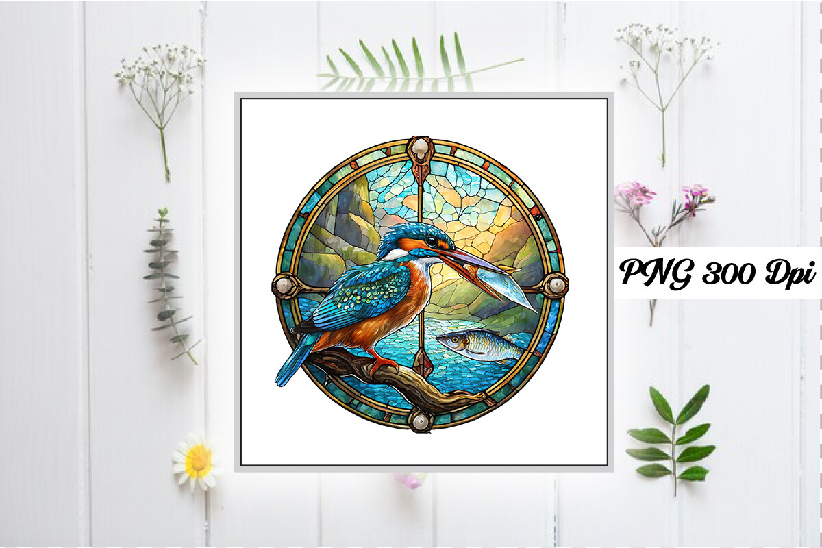 Stained Glass Kingfisher Wind Spinner