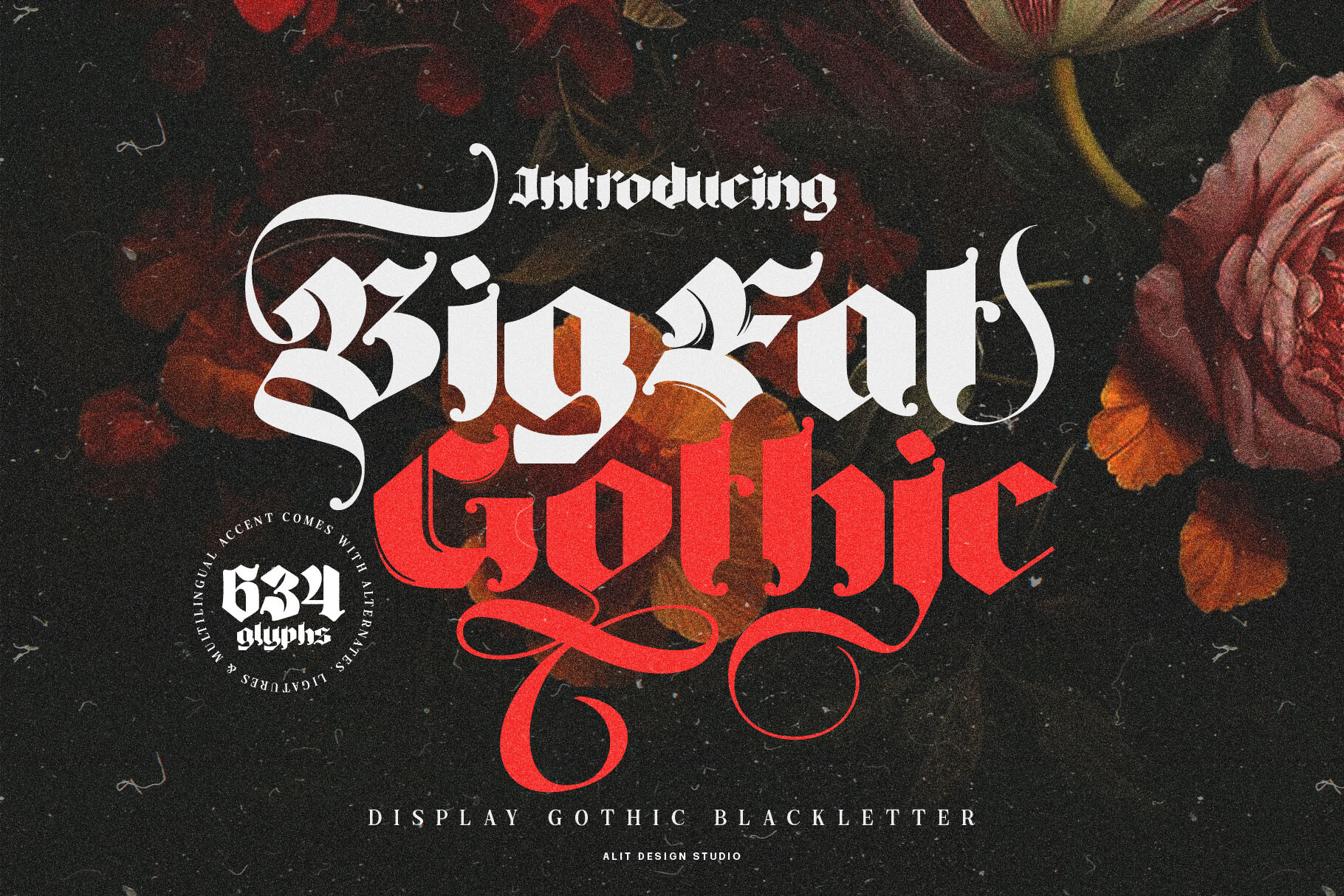 Big Fat Gothic font preview, extra bold chunky gothic display font