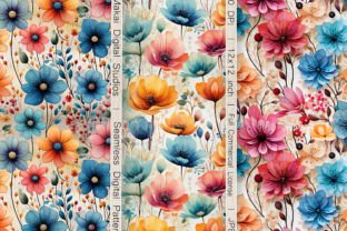 Boho Watercolor Flower Seamless Patterns Graphic by Makai Digital ...