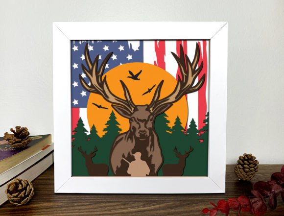 Deer 3d Shadow Box Svg Graphics