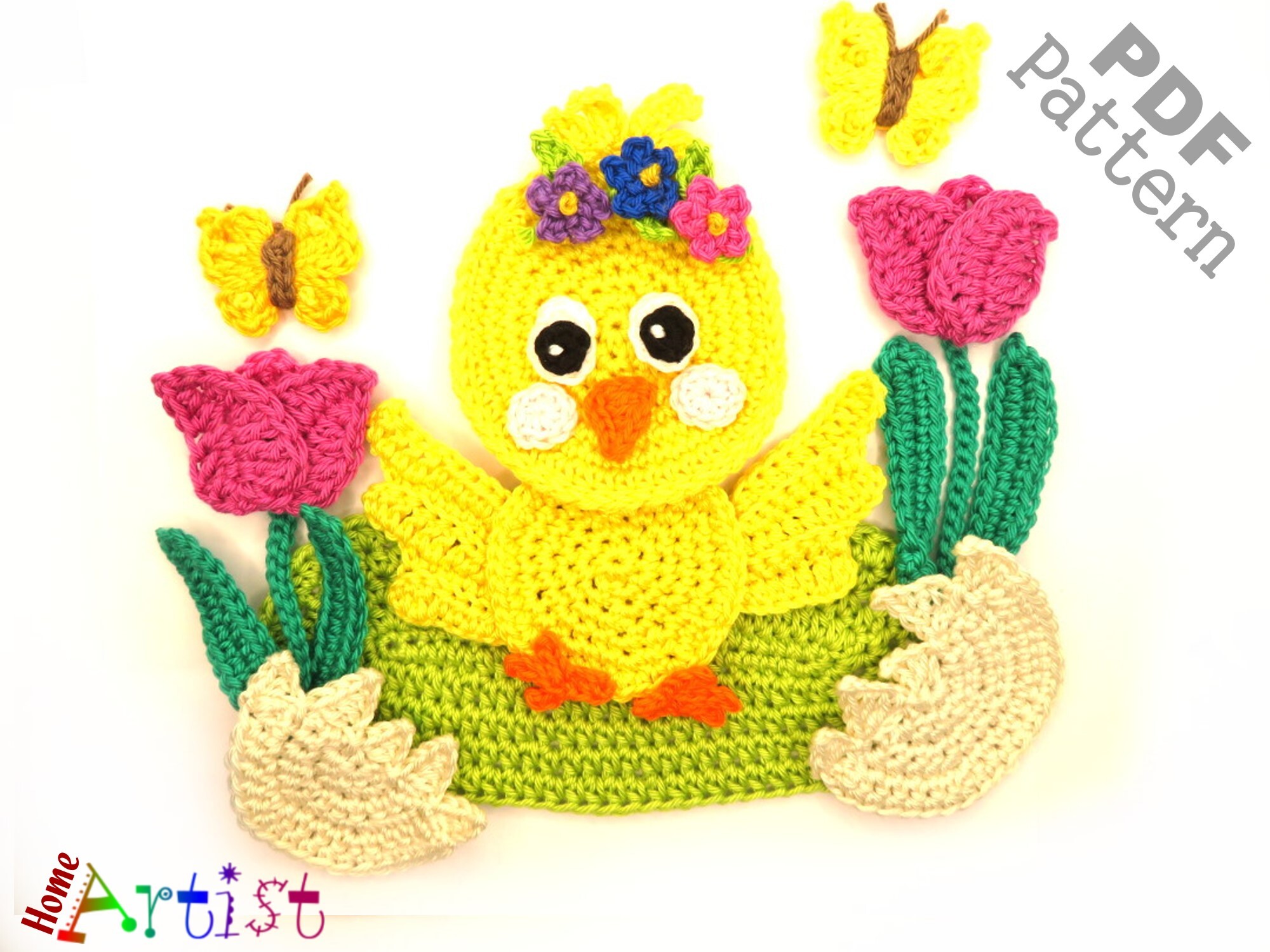 Easter Chcik Crochet Applique