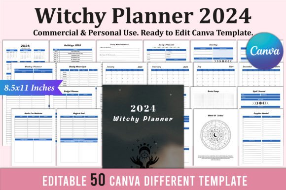 Editable Witchy Planner 2024 for Canva