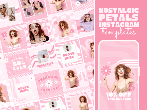 Preview of Retro Pink Instagram Template social media template