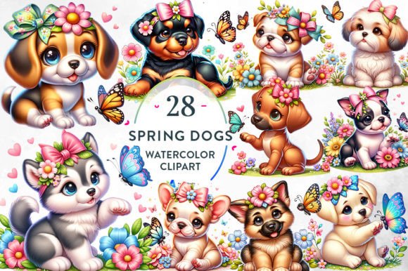spring dogs sublimation clipart png poly tee mug seasonal gift