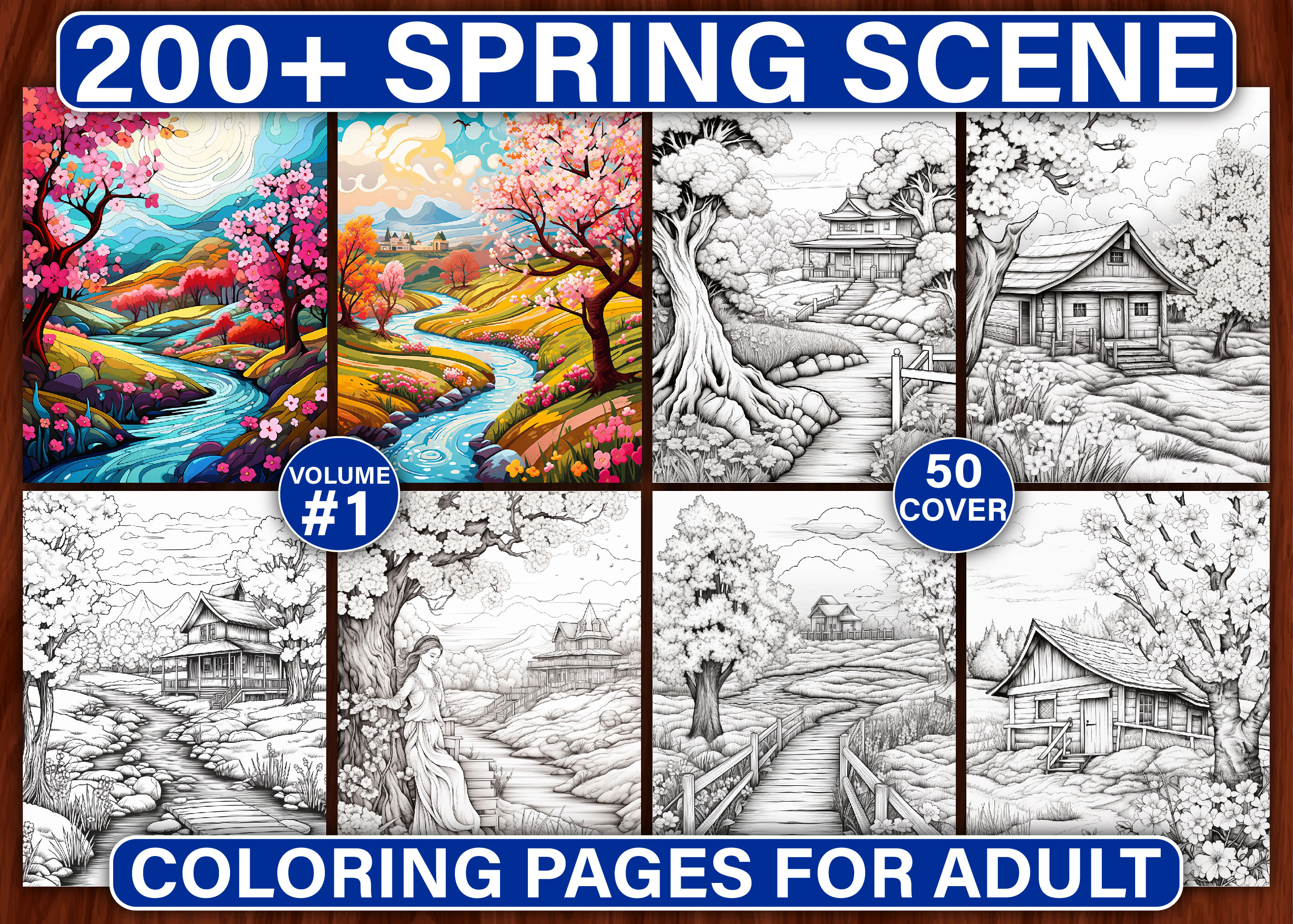 200+ Spring Scenes Coloring Pages Graphic by Asma Store · Creative Fabrica