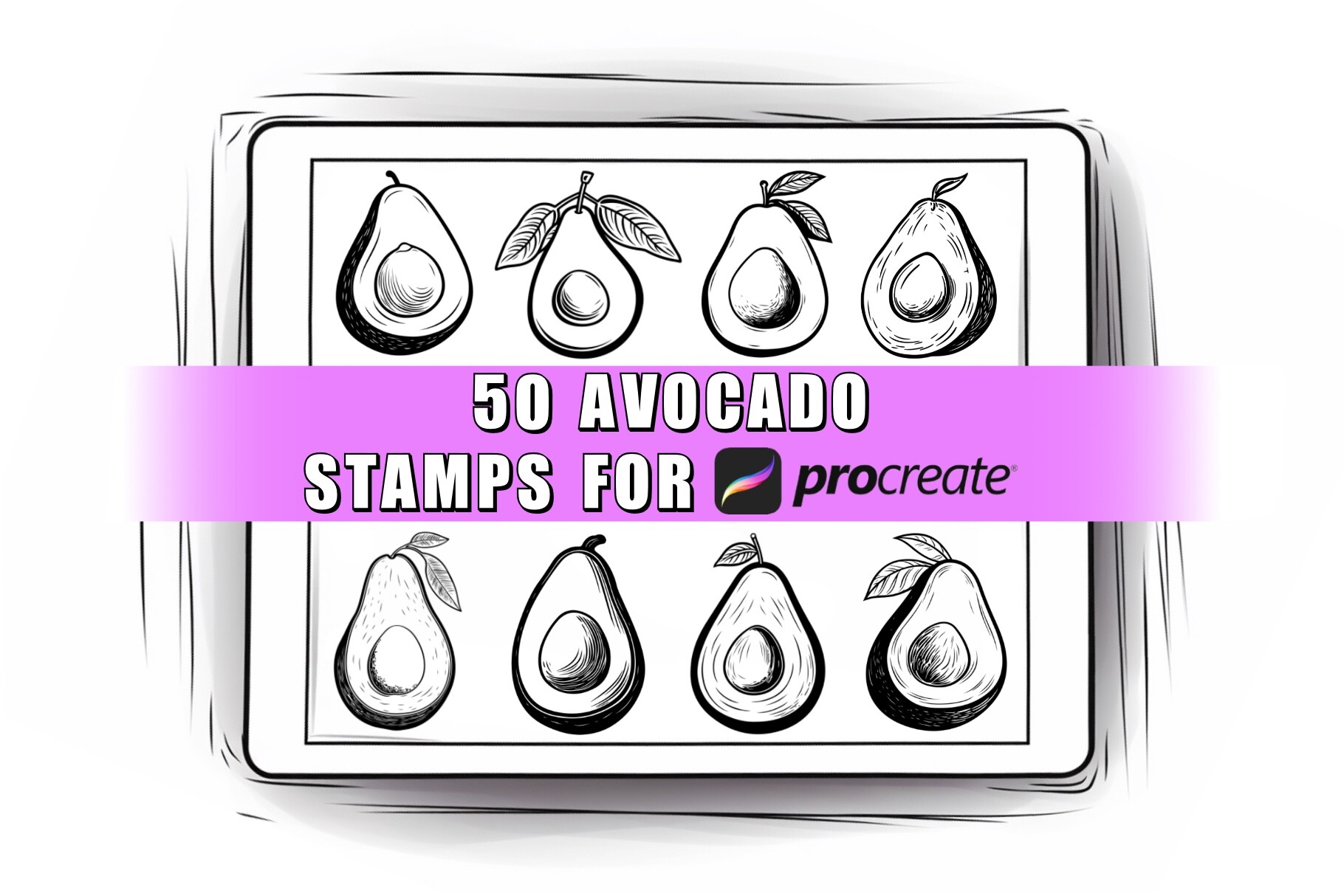 50 Avocado Procreate Stamps Graphic by ProcreateSale · Creative Fabrica