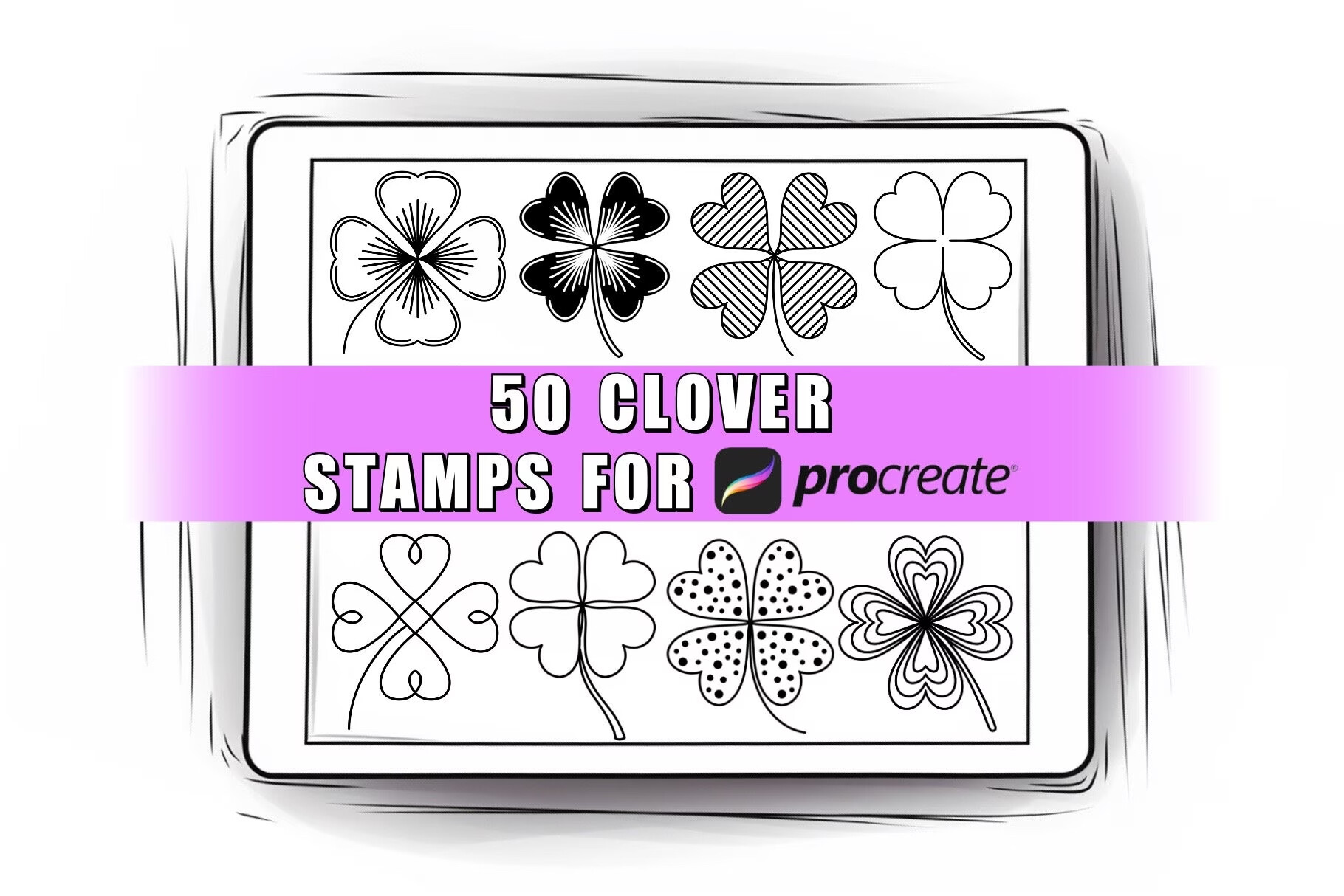 50 Clovers Procreate Stamps Brushes Graphic by ProcreateSale · Creative ...