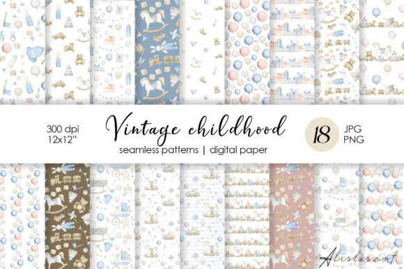 Baby Toys Seamless Patterns Set