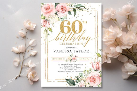 Blush Roses Eucalyptus Gold 60th B-day