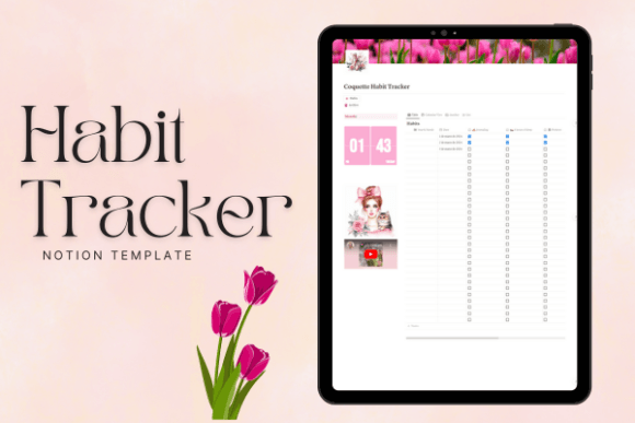 Coquette Habit Tracker Graphics