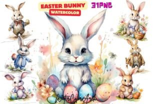 Easter Bunny Sublimation Clipart Graphic by WaterColorArch · Creative ...