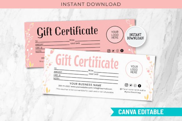 Editable Gift Card Canva Certificate