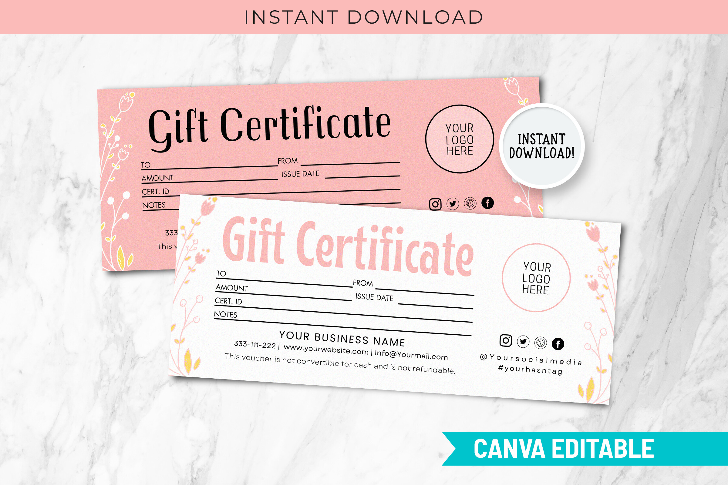 Editable Gift Card Canva Certificate