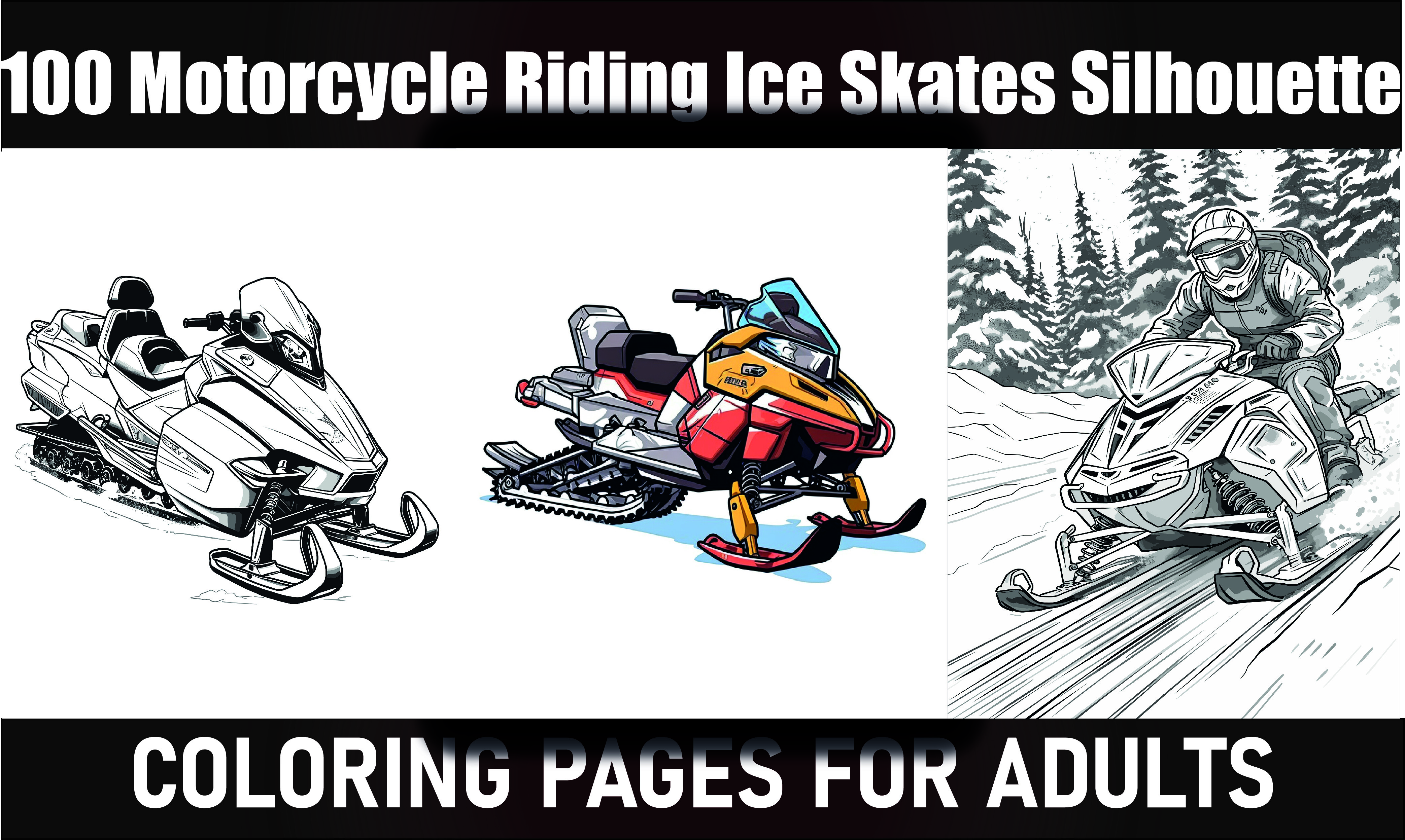 Motorcycle Riding Ice Skates Silhouette