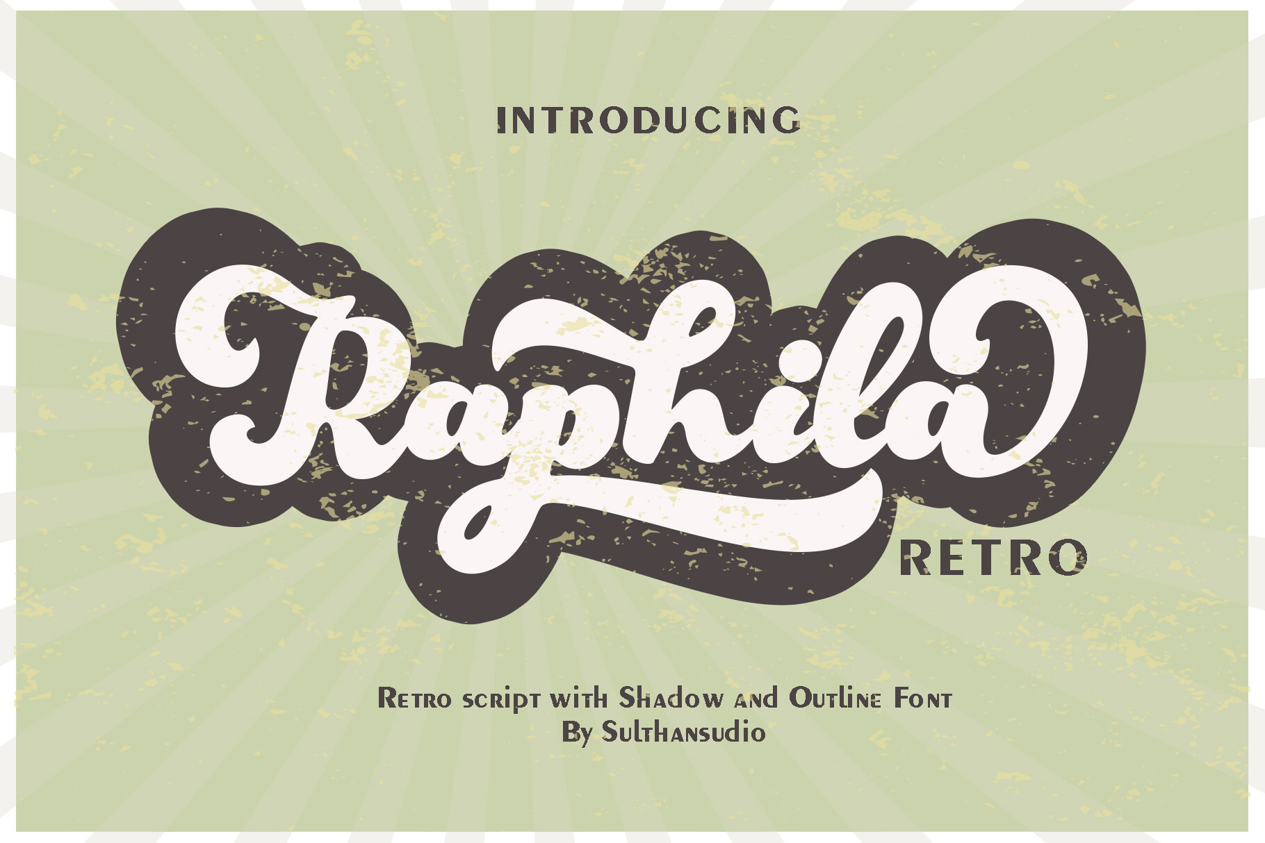 Raphila Retro Font preview — bold retro display typeface