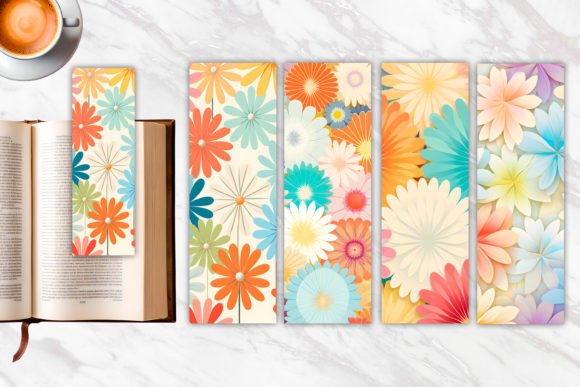 Retro Flowers Pattern Bookmark
