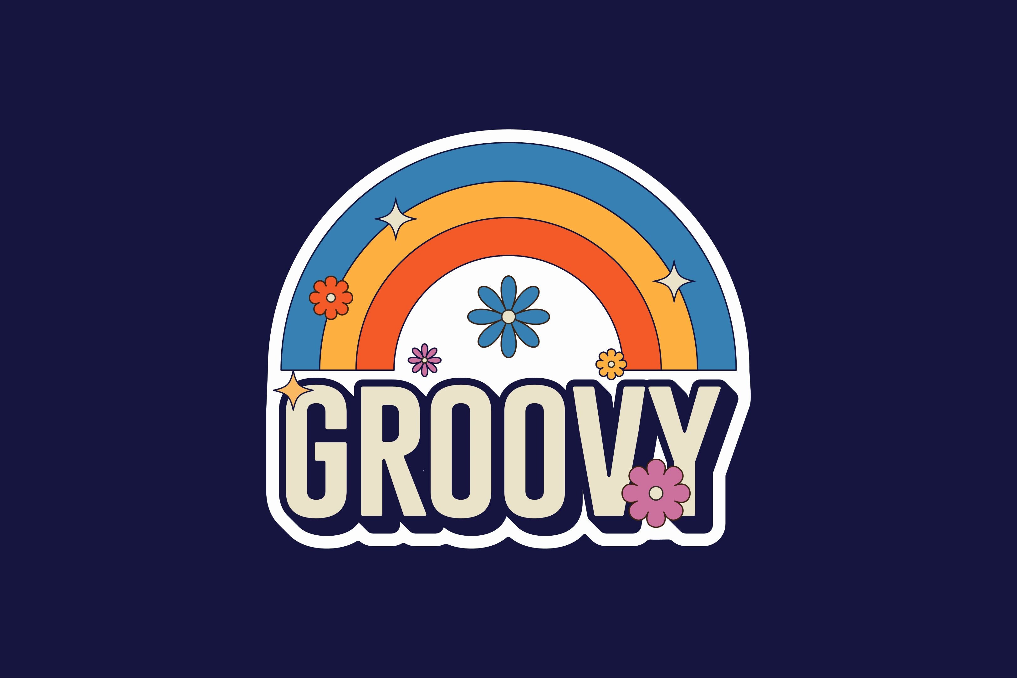 Retro Vintage Groovy Rainbow Stickers Graphic by Ozan ID · Creative Fabrica
