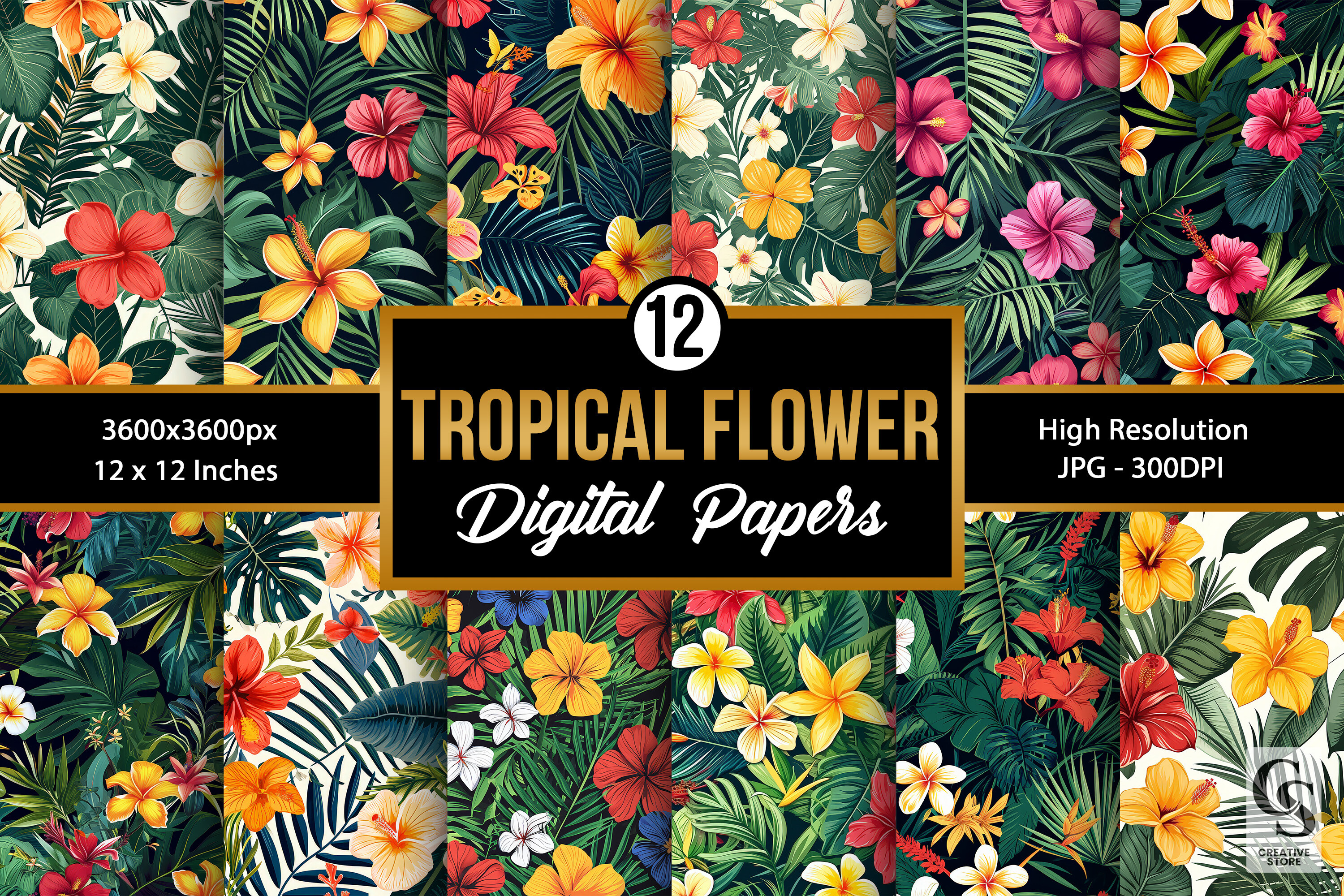 Tropical Wildflowers Seamless Patterns Graphic by Creative Store ...