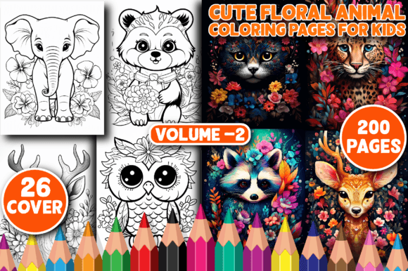 200 Cute Floral Animal Coloring Pages