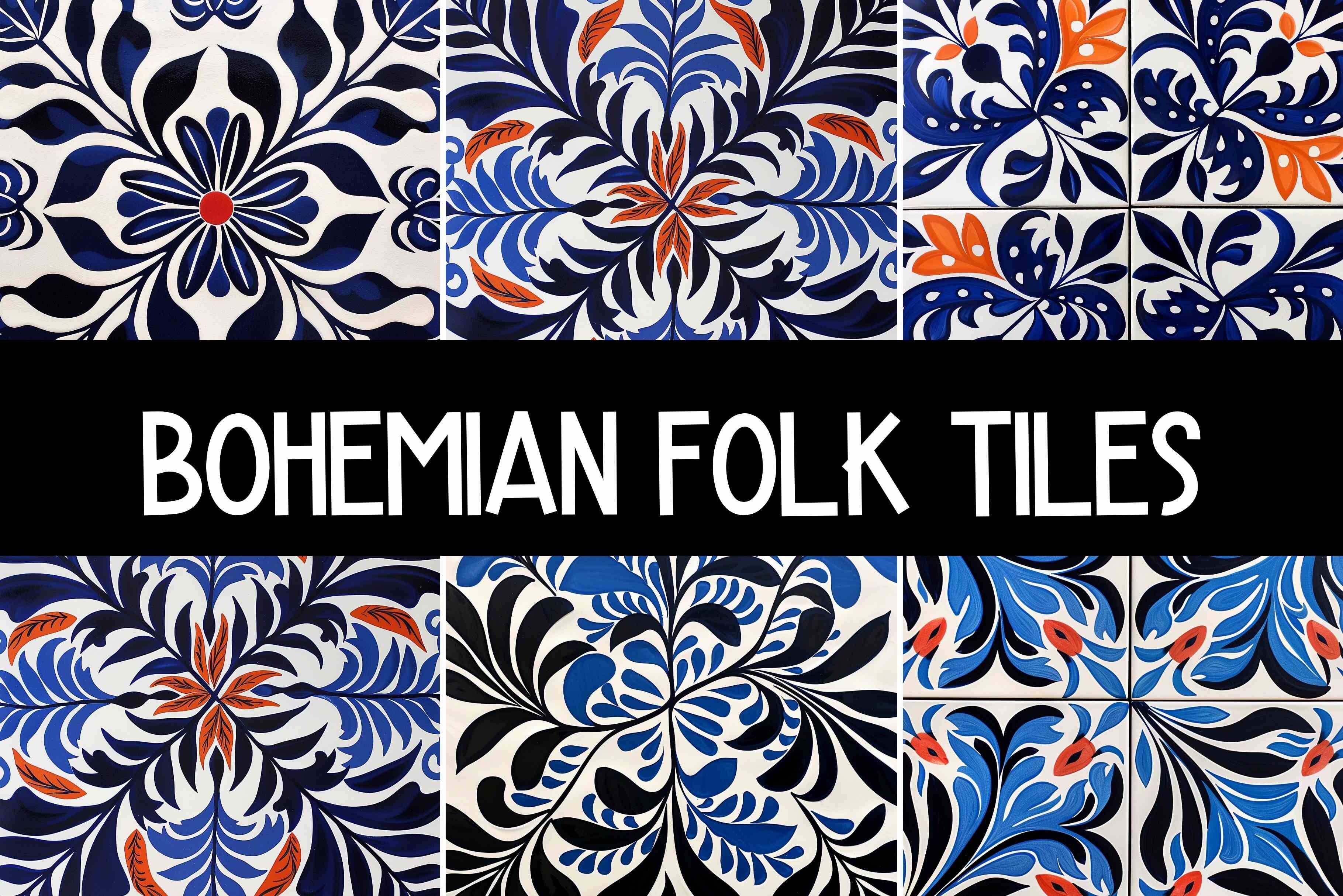 Blue Bohemain Folk Tiles