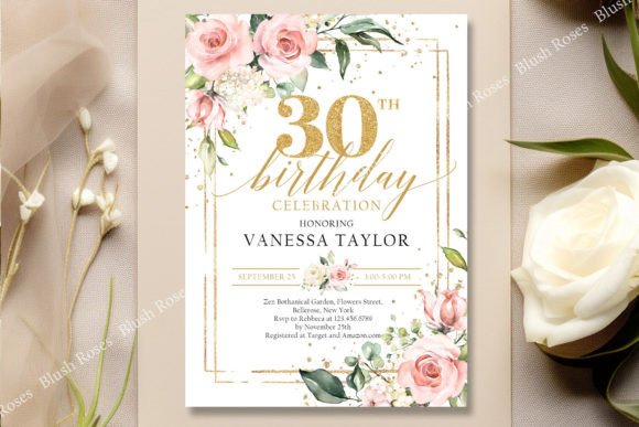 Blush Roses Eucalyptus Gold 30th B-day