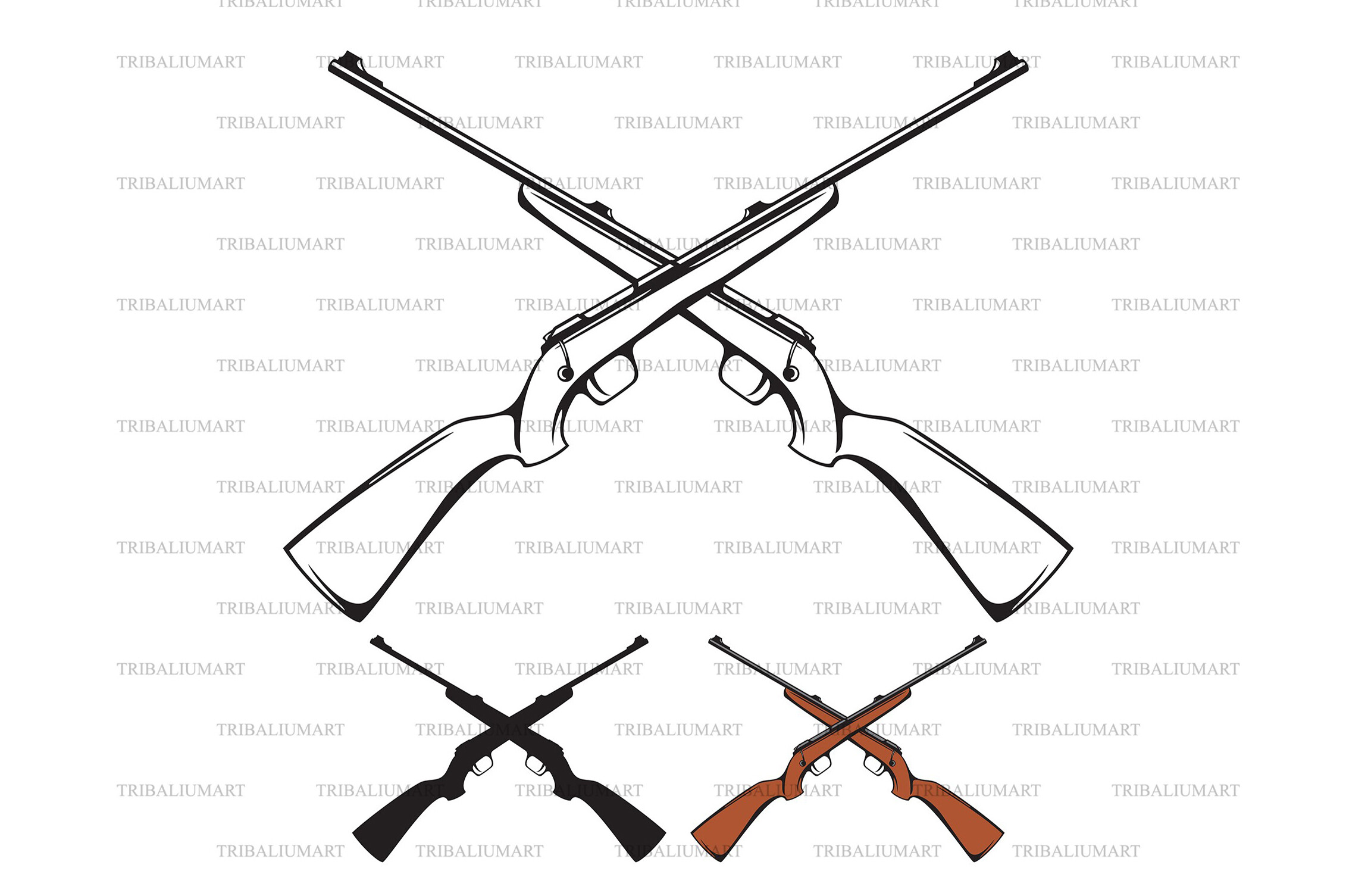 Doodle Cross Riffle Crossed Hunting Rifles Graphic by TribaliumArt · Creative Fabrica