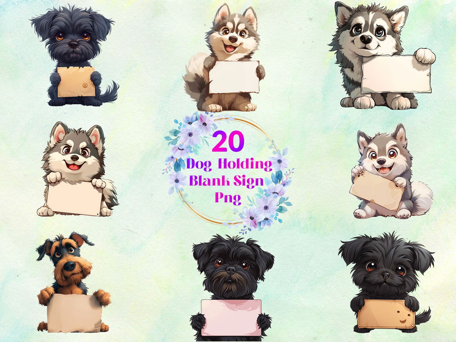 Dog Holding Blank Sign PNG Bundle Graphic by DegitalxDesign · Creative ...